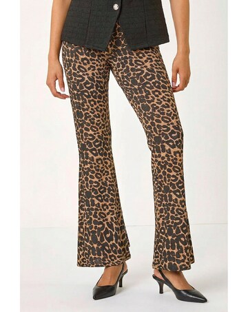 Roman Animal Print Flare Stretch Trouser
