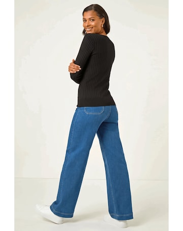 Roman V-Neck Ribbed Knit Jumper