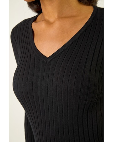 Roman V-Neck Ribbed Knit Jumper
