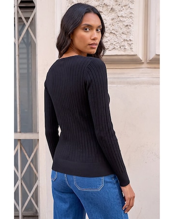 Roman V-Neck Ribbed Knit Jumper