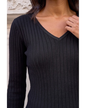 Roman V-Neck Ribbed Knit Jumper