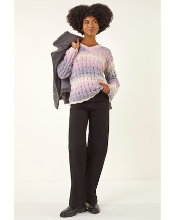 Roman Ombre Textured V-Neck Knit Jumper