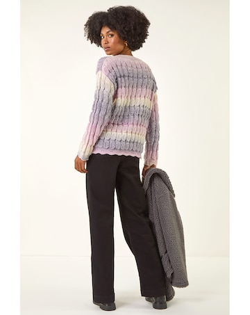 Roman Ombre Textured V-Neck Knit Jumper
