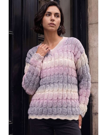Roman Ombre Textured V-Neck Knit Jumper