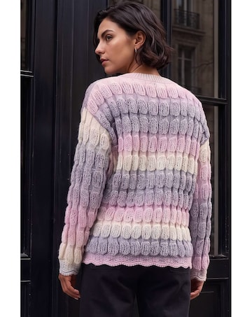 Roman Ombre Textured V-Neck Knit Jumper