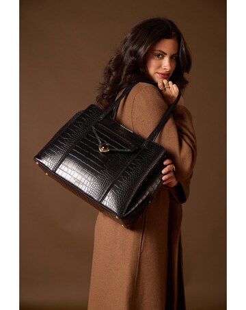 Luella Grey Francois Black Croc Laptop Tote