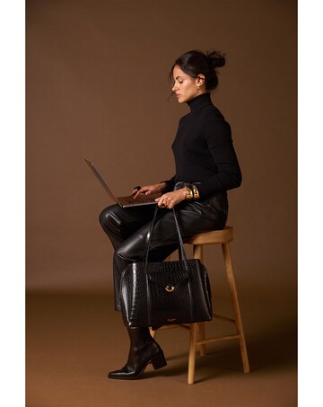 Luella Grey Francois Black Croc Laptop Tote