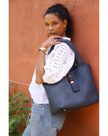 Luella Grey Saskia Denim Blue Woven Tote