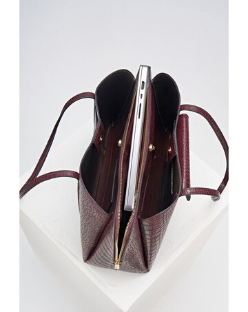 Luella Grey Francois Black Cherry Croc Laptop Tote