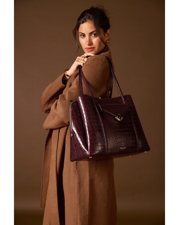 Luella Grey Francois Black Cherry Croc Laptop Tote