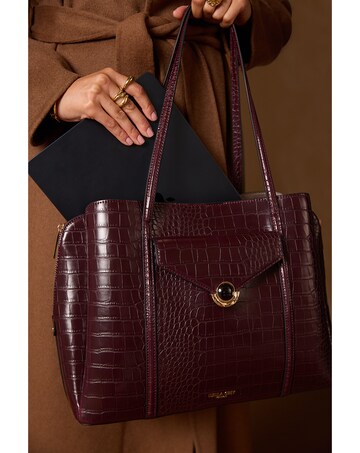 Luella Grey Francois Black Cherry Croc Laptop Tote