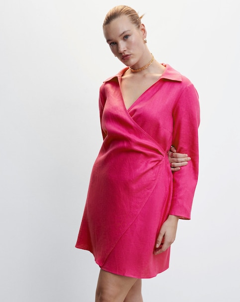 Mango Linen Wrap Dress
