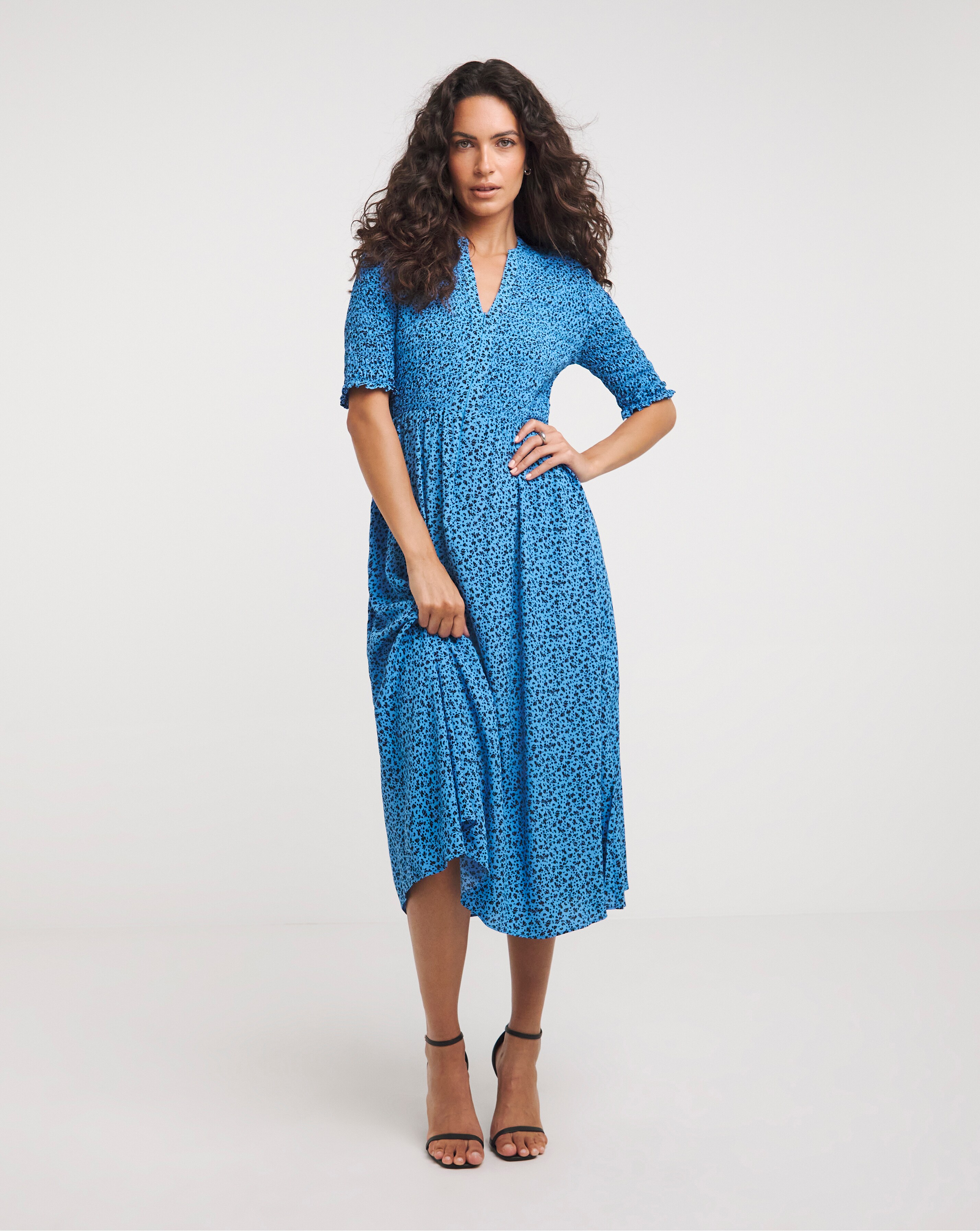Whistles Shirred Bodice Midi Dress
