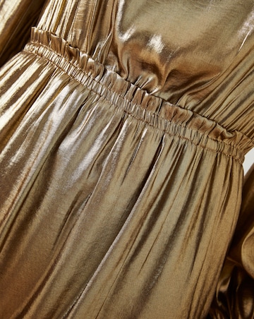 FatFace Gold Pleated Dress