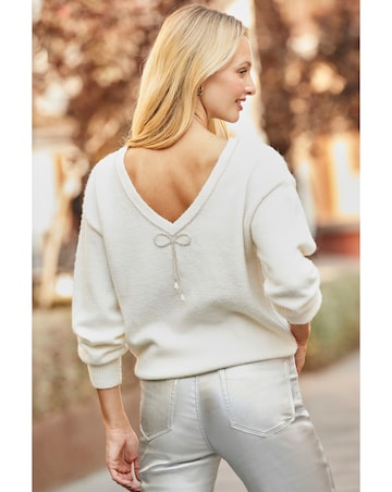 Sosandar Embellished Bow Back Jumper