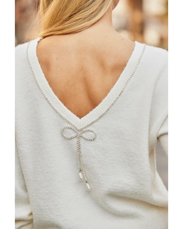 Sosandar Embellished Bow Back Jumper