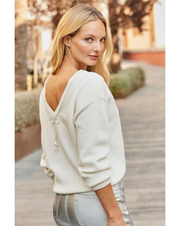 Sosandar Embellished Bow Back Jumper