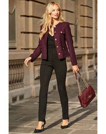 Sosandar Collarless Boucle Jacket