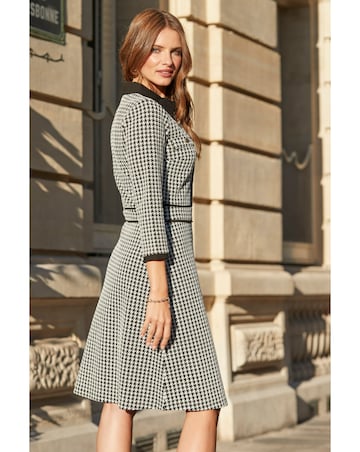 Sosander Contrast Tipped Dogtooth Dress