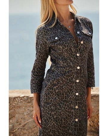 Sosander Animal Print Zip Through Dress