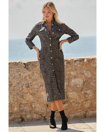 Sosander Animal Print Zip Through Dress
