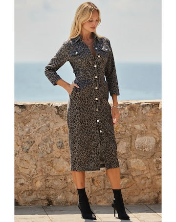 Sosander Animal Print Zip Through Dress