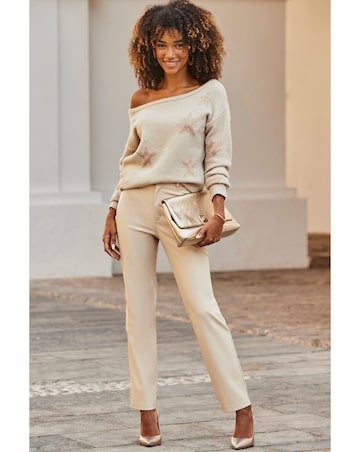 Sosandar Gold Star Off The Shoulder Jumper