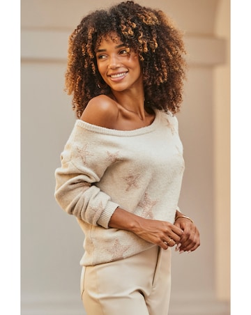 Sosandar Gold Star Off The Shoulder Jumper