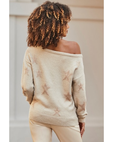 Sosandar Gold Star Off The Shoulder Jumper