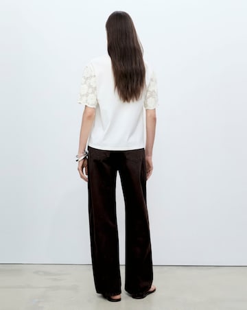 Mango Crochet Sleeve Cotton T-Shirt