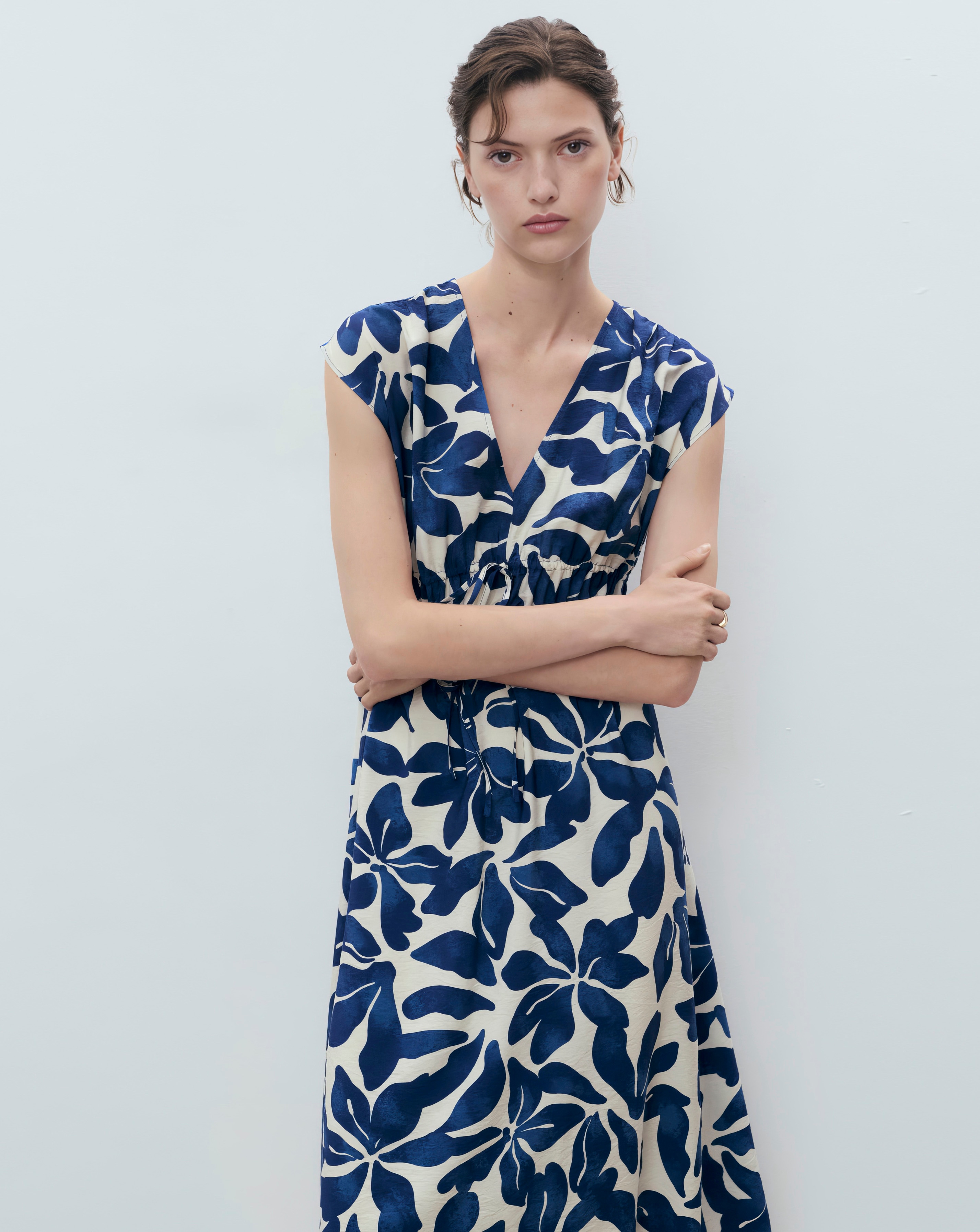 Mango Sleeveless V Neck Midi Dress