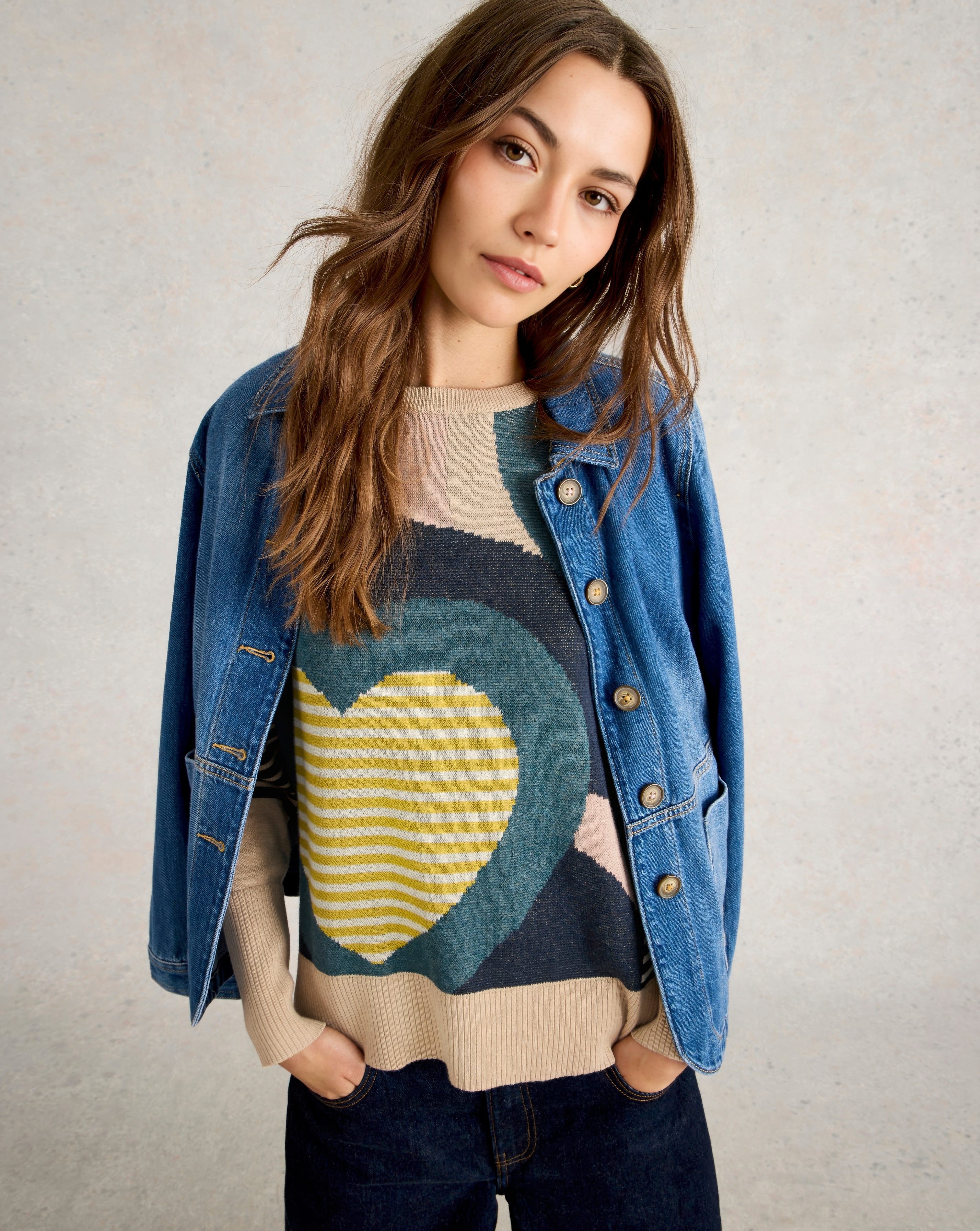 White Stuff Olive Heart Jumper