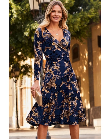 Sosander Fleck Printed Faux Wrap Midi Jersey Dress