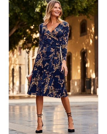 Sosander Fleck Printed Faux Wrap Midi Jersey Dress