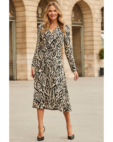 Sosander Ikat Belted Midi Shirt Dress