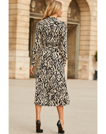 Sosander Ikat Belted Midi Shirt Dress