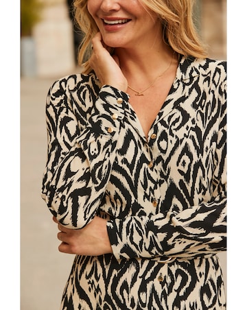 Sosander Ikat Belted Midi Shirt Dress