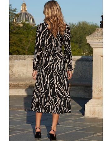 Sosander Gradiant Spot Shirred Waist Midi Dress