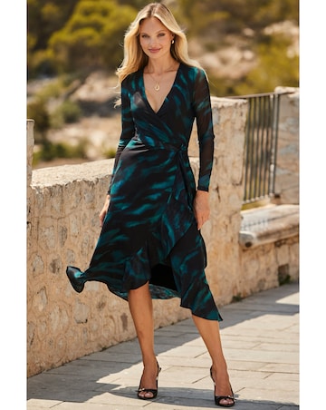 Sosander Paisley Mesh Wrap Midi Dress