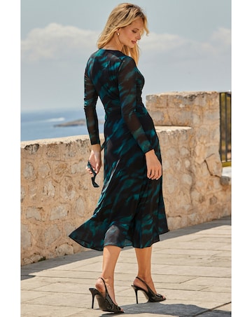 Sosander Paisley Mesh Wrap Midi Dress