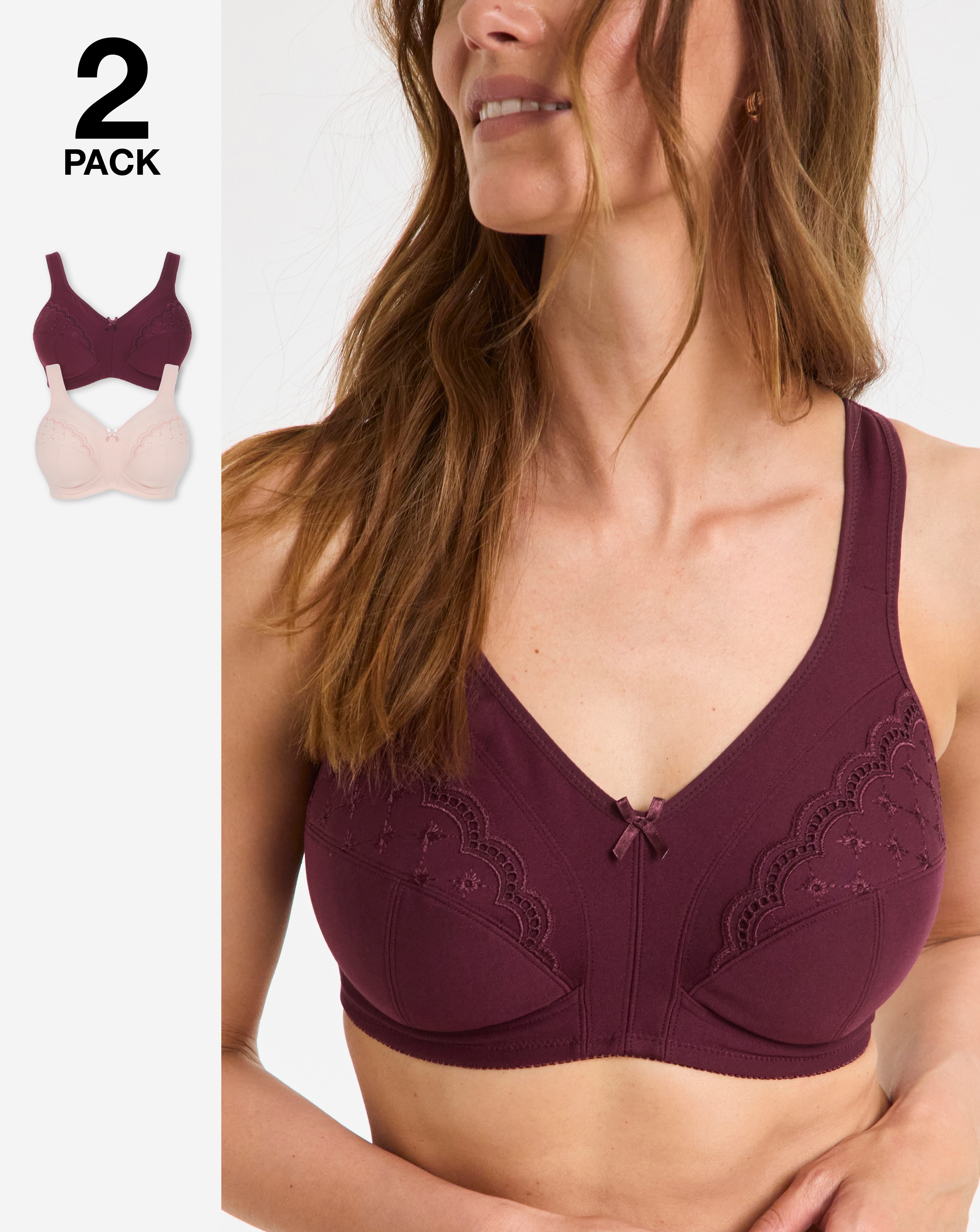 2 Pack Sally Minimiser Non Wired Bras