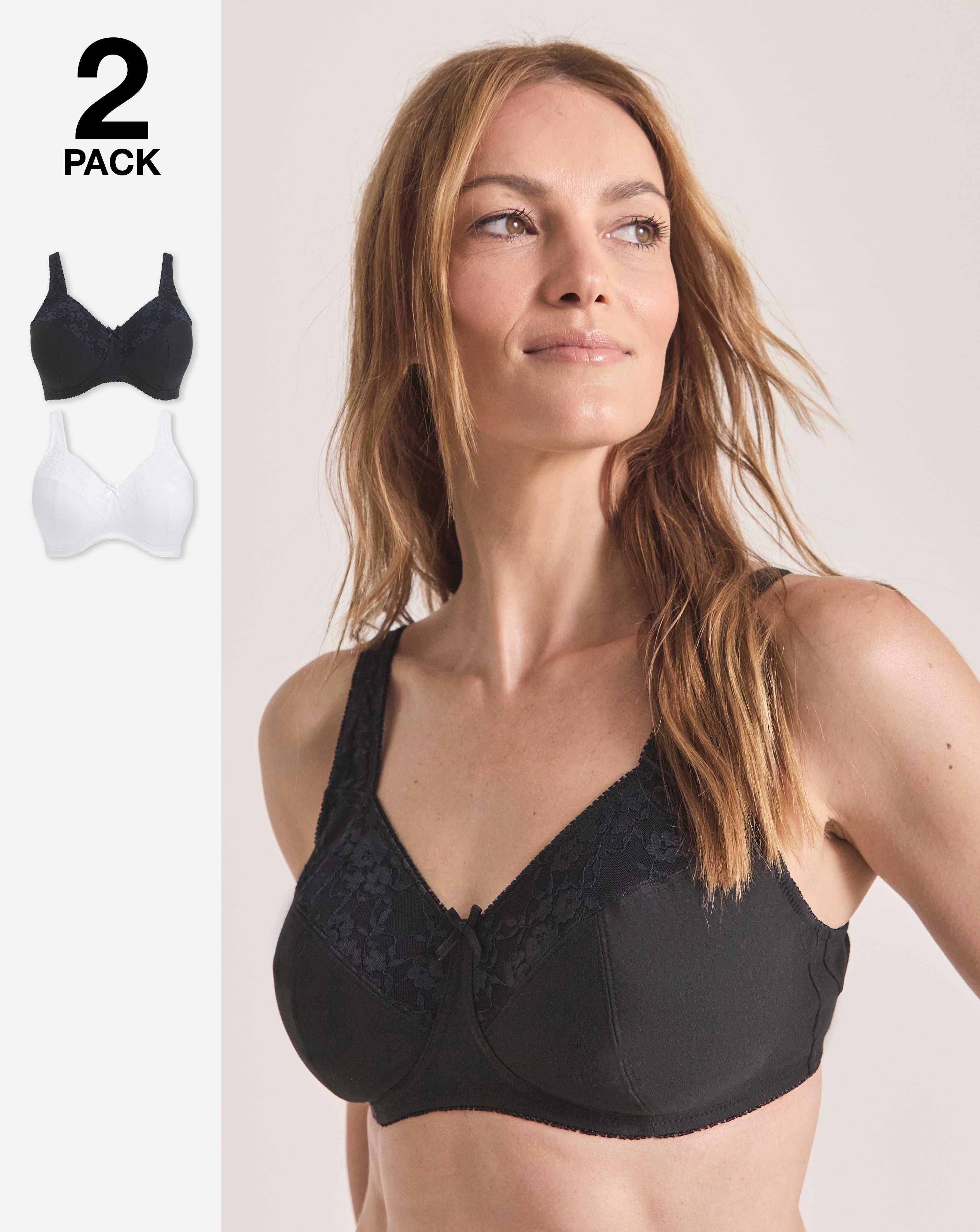 New In - 2 Pack New Sarah Full Cup Non Wired Bras