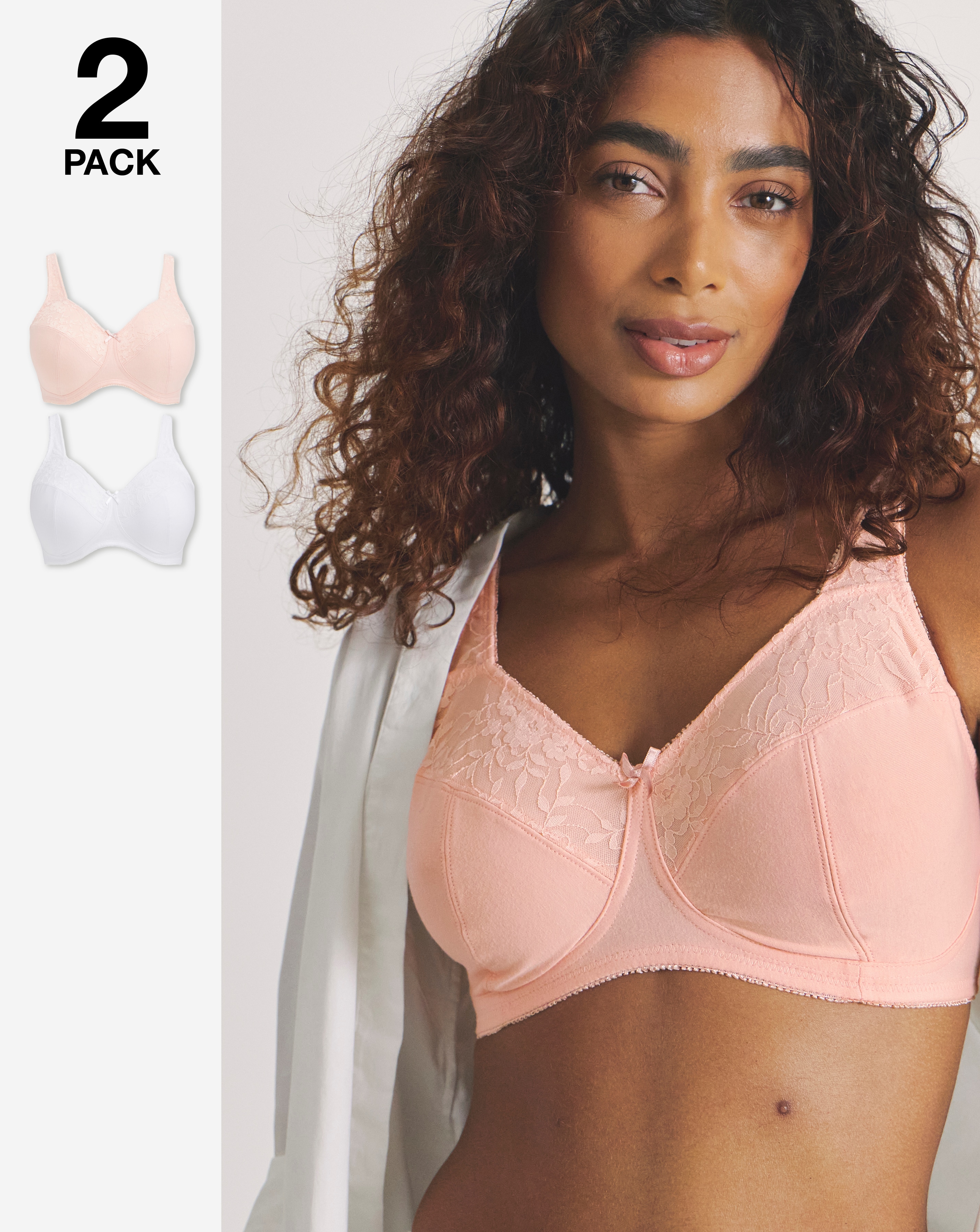 2 Pack New Sarah Full Cup Non Wired Bras