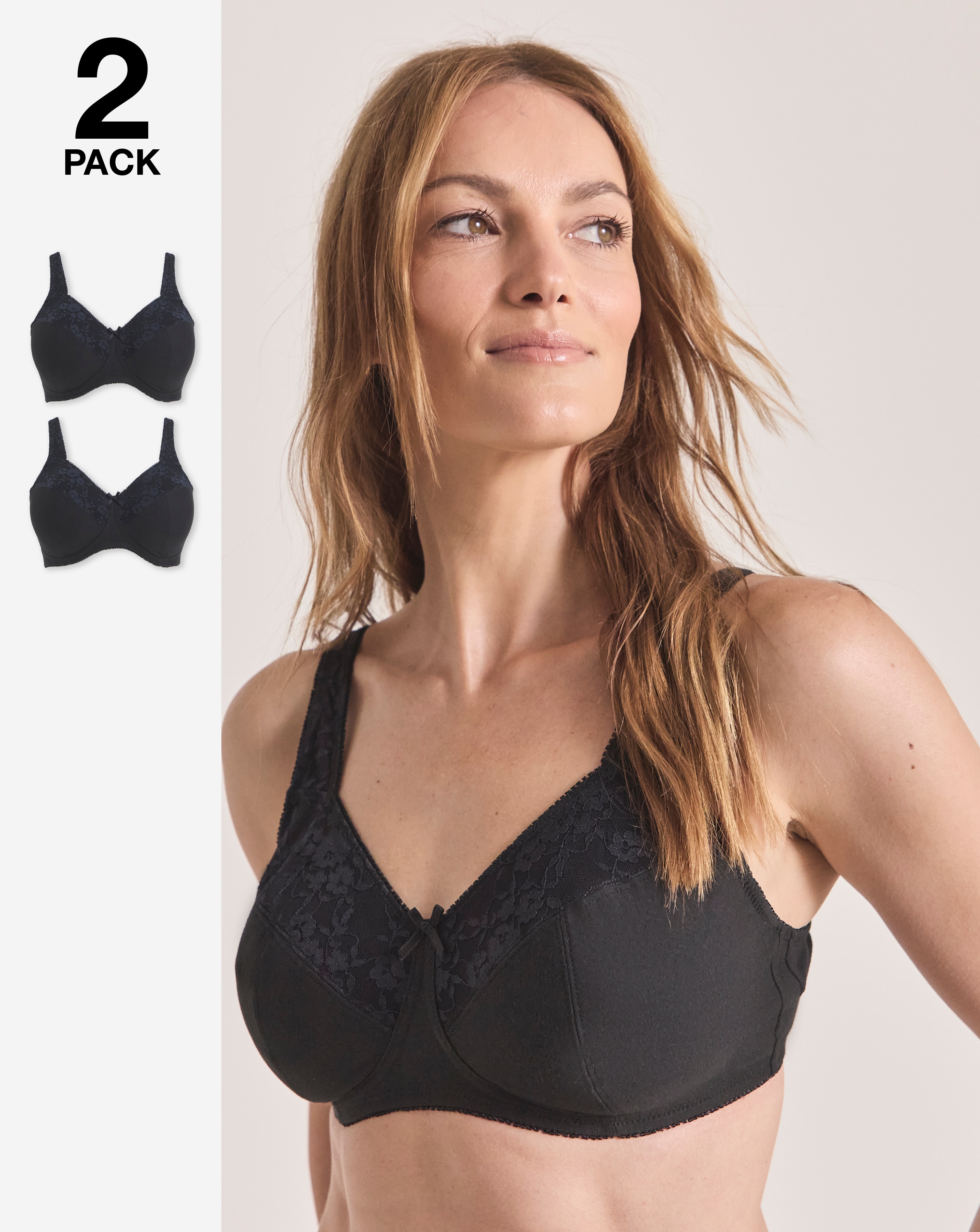 New In - 2 Pack New Sarah Full Cup Non Wired Bras
