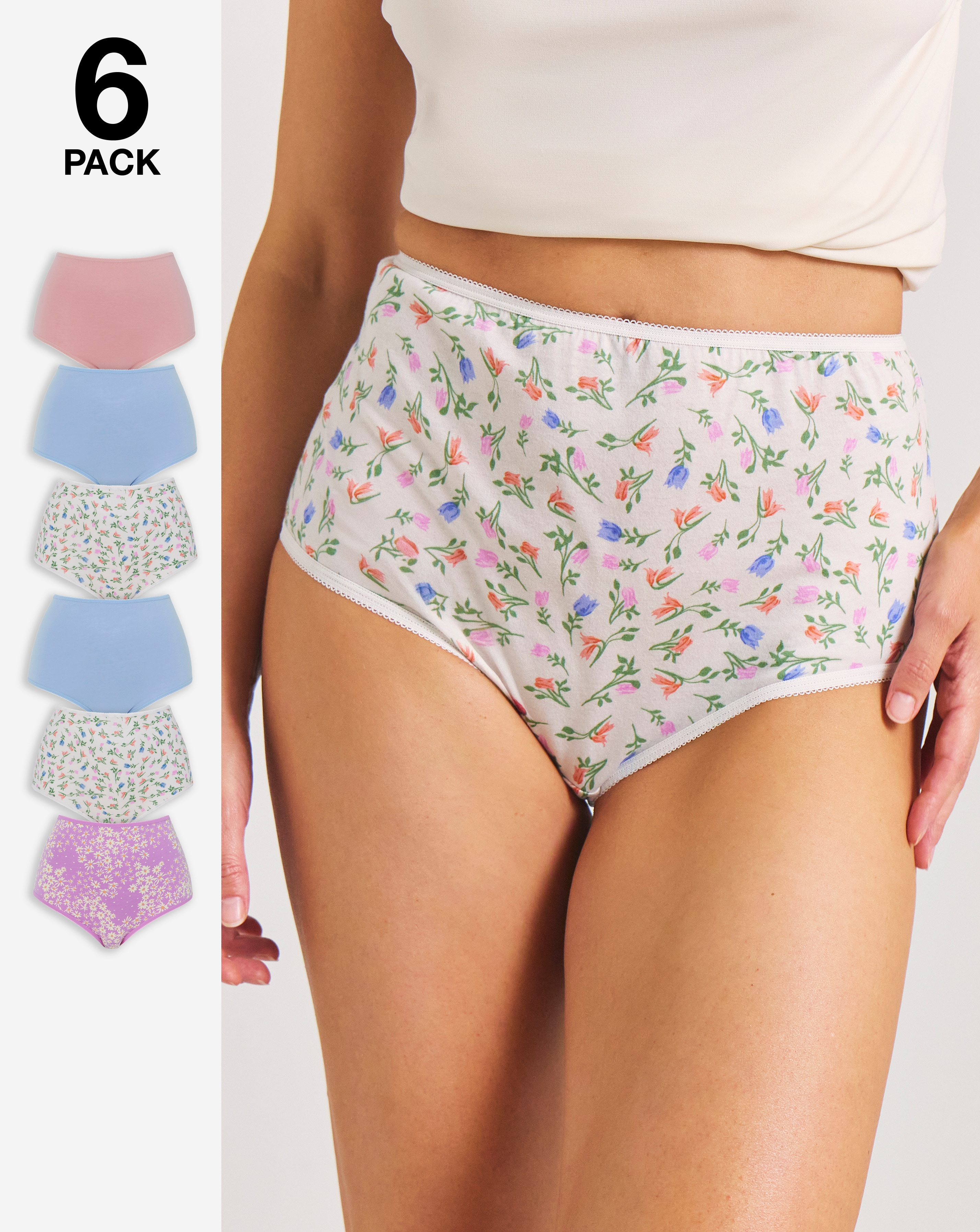 New In - 6 Pack Full Brief Knickers