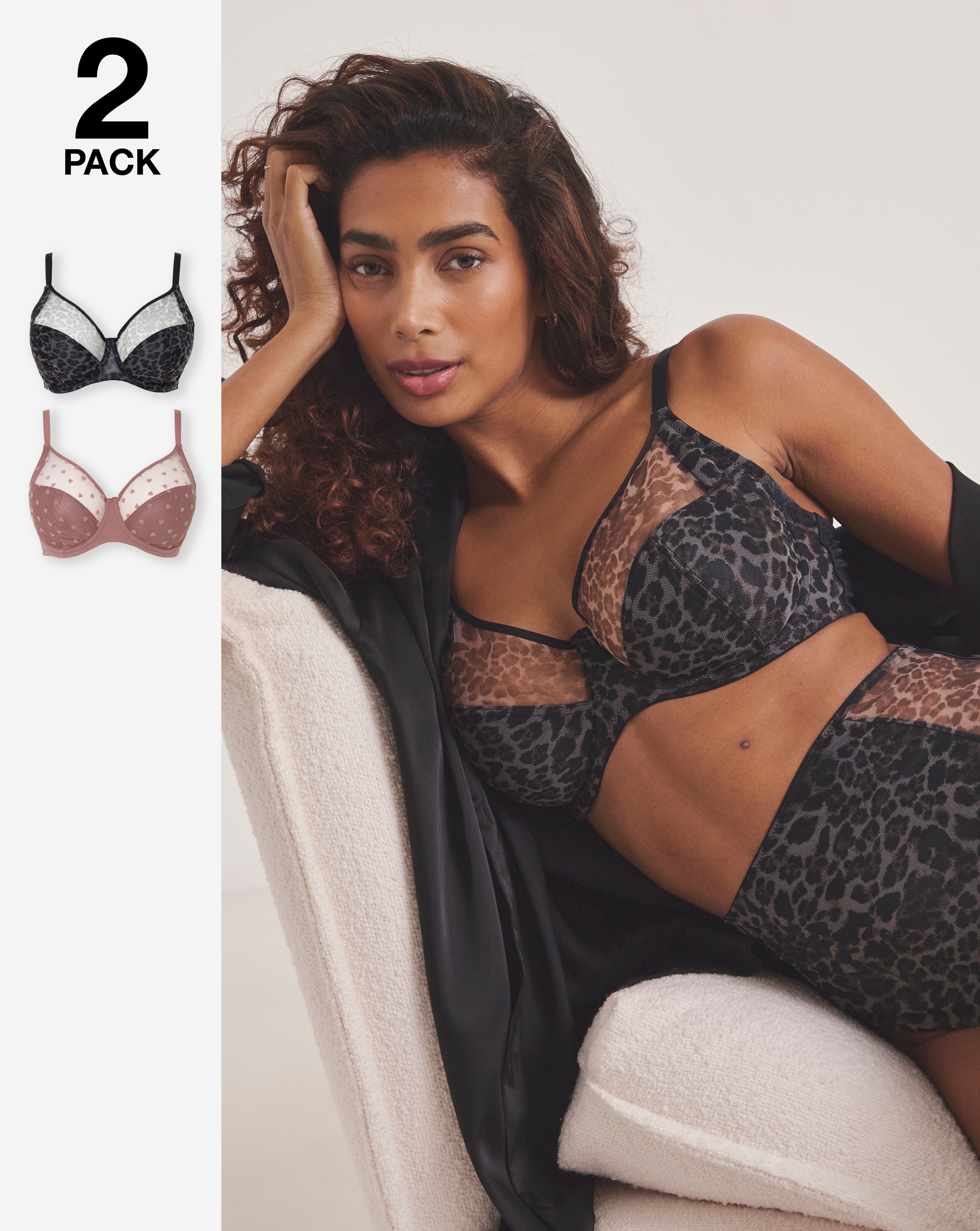 2 Pack Hannah Animal Full Cup Bra