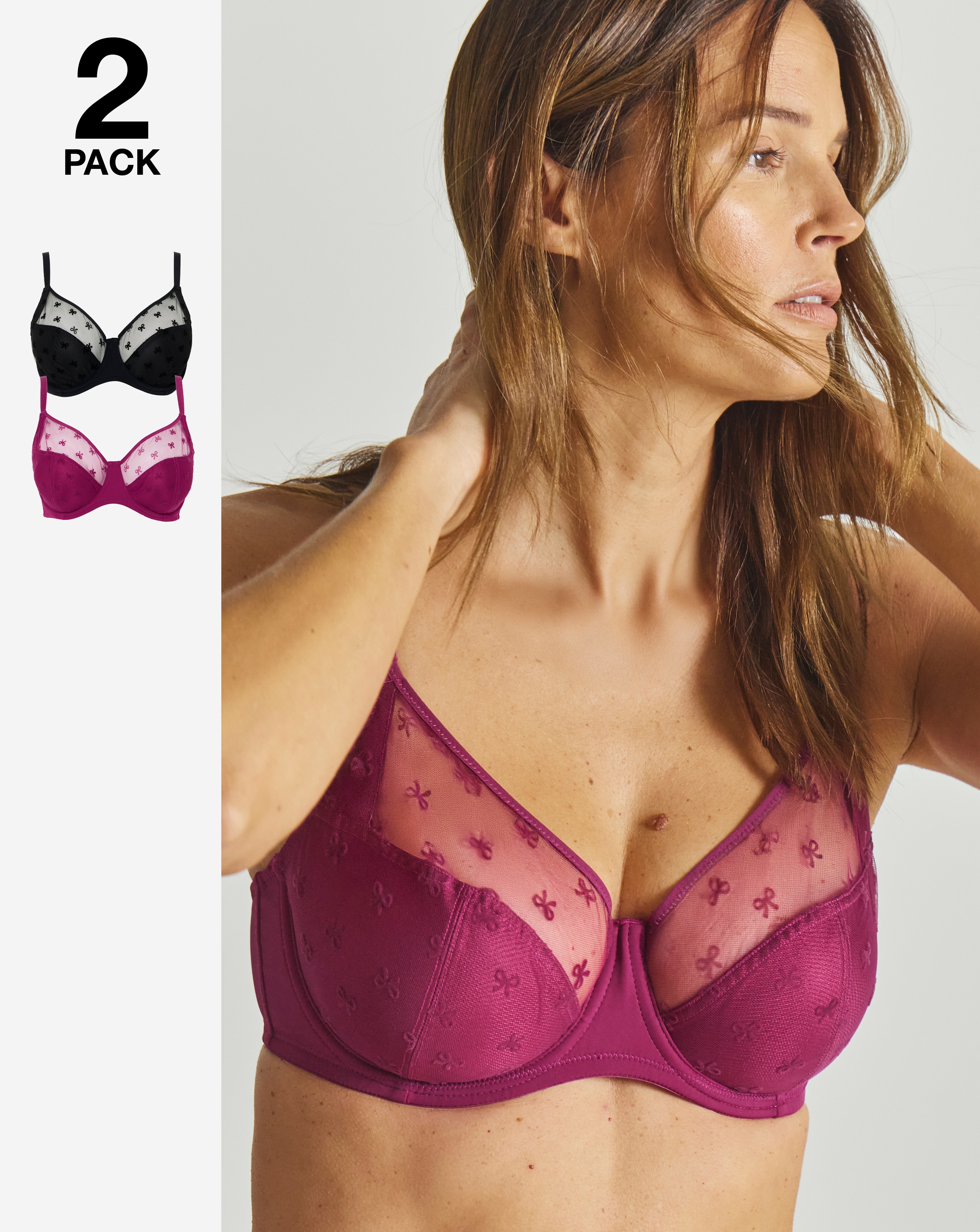 New In - 2 Pack Hannah Bow Full Cup Bra