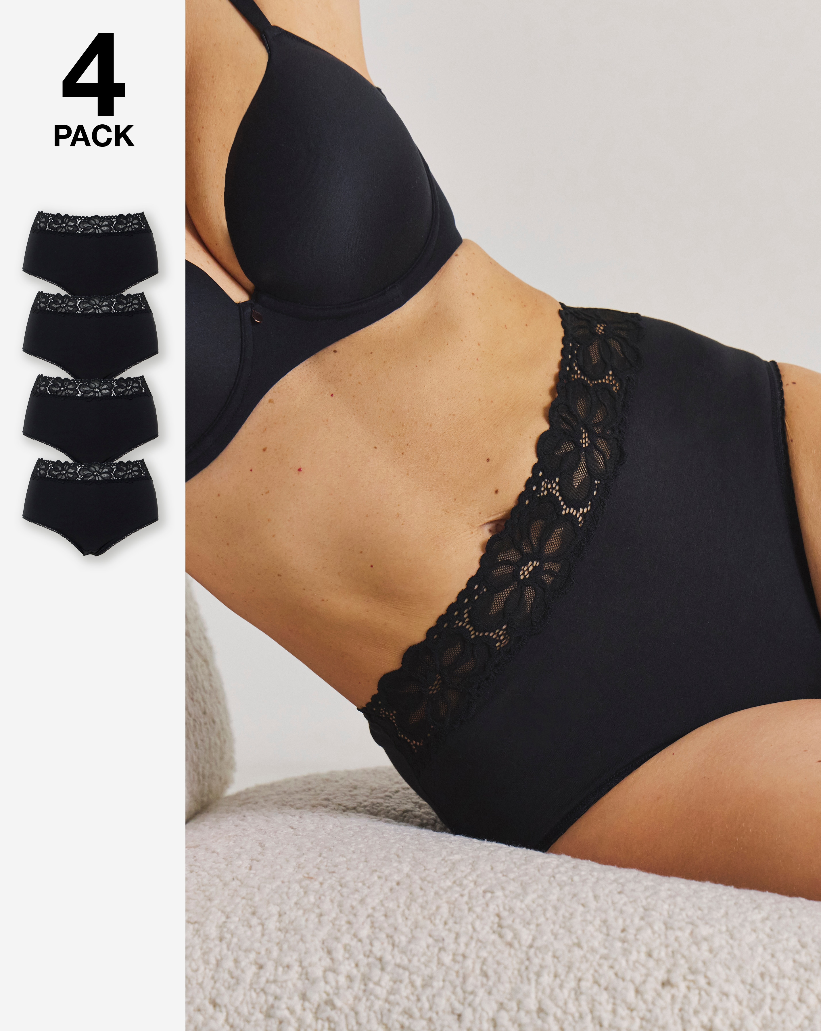 4 Pack Lace Top Full Knickers