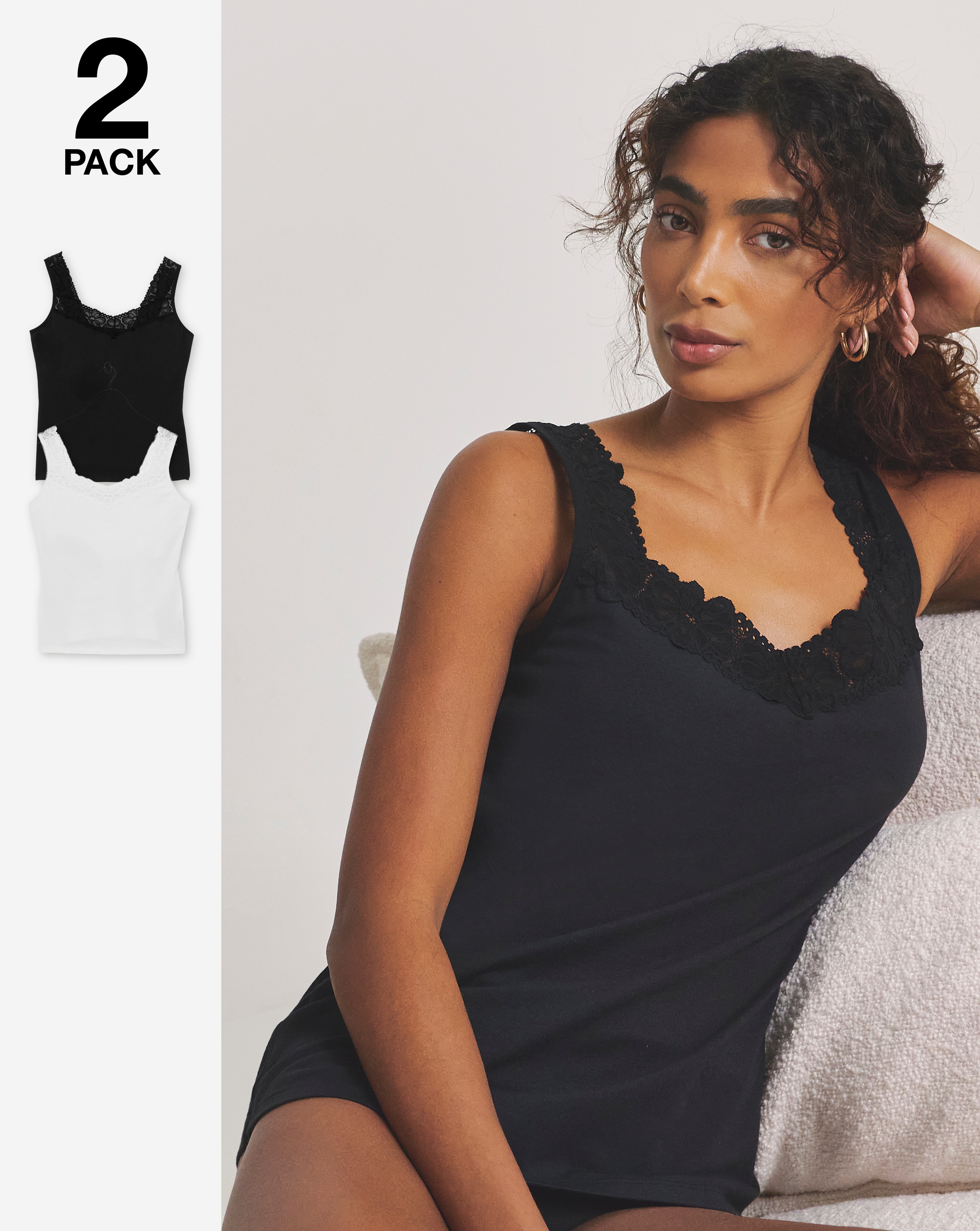 2 Pack Lace Trim Vests