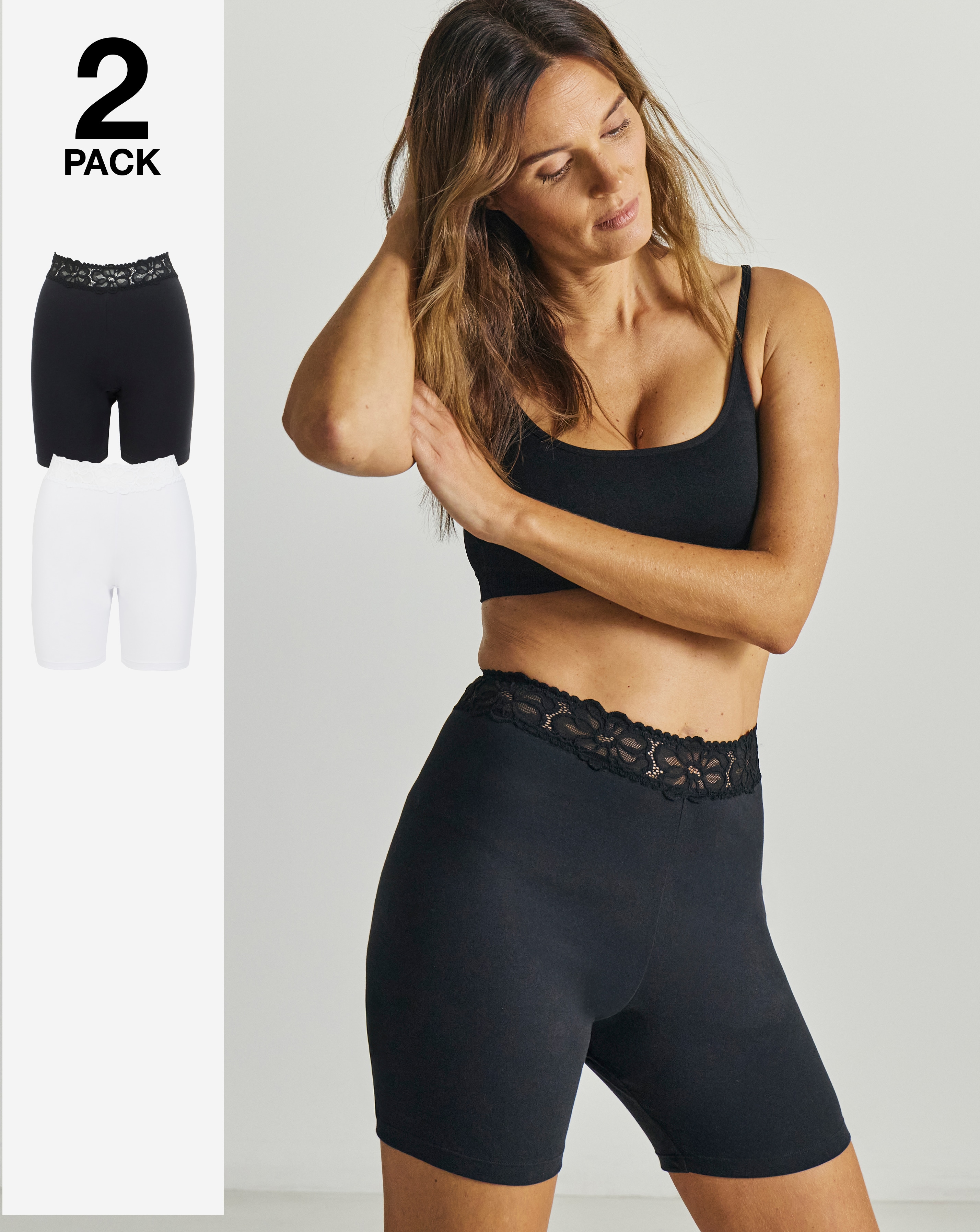 New In - 2 Pack Lace Trim Shorts